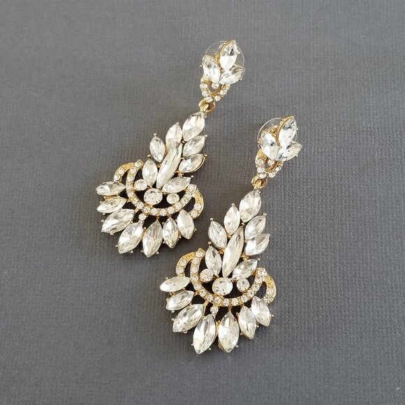 Brand New Large Crystal Chandelier Earrings, Gold or Silver Options - Picture 6 of 16